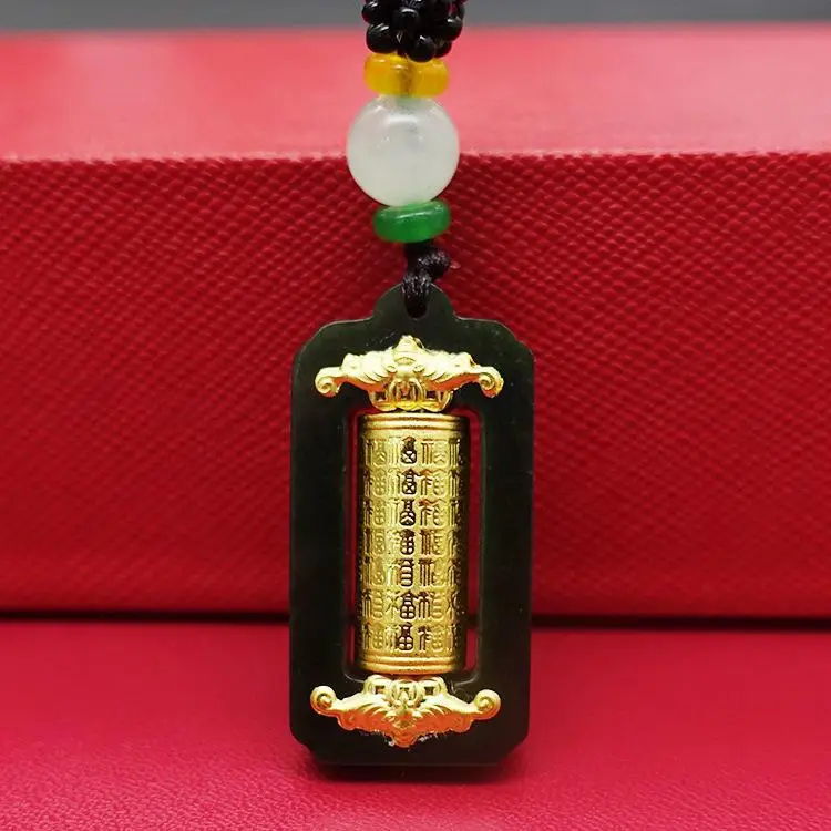 Gold Inlaid Jade New Hetian Pendant for Couples Insurance Gift - Image 3