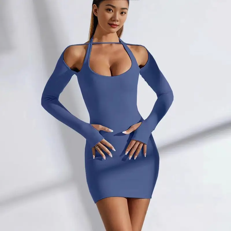 Red Long Sleeve Hip Dress for Women 2022 - Image 9