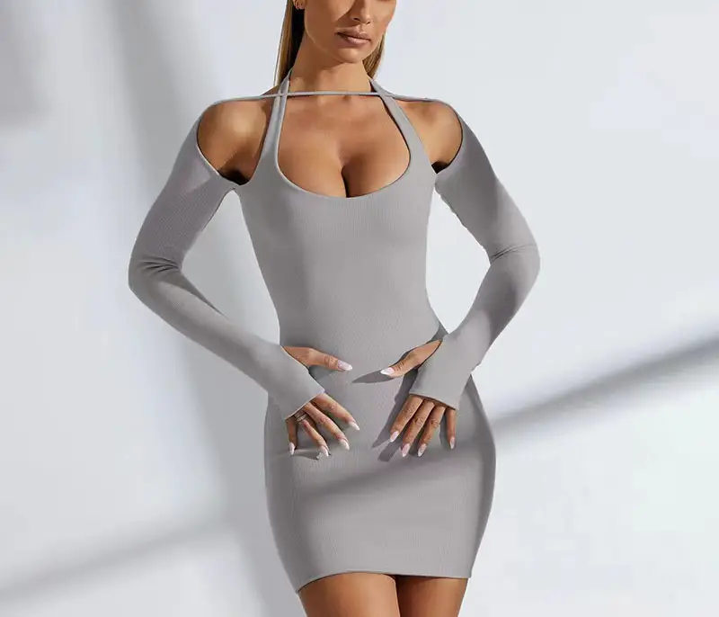 Red Long Sleeve Hip Dress for Women 2022 - Image 6