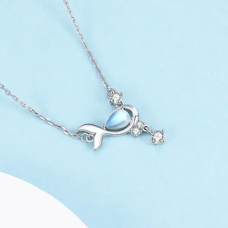 Women's Whale Moonstone Necklace with Fresh Blue Design - Image 2