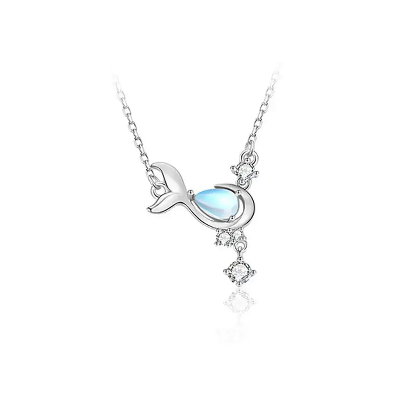 Women's Whale Moonstone Necklace with Fresh Blue Design - Image 5