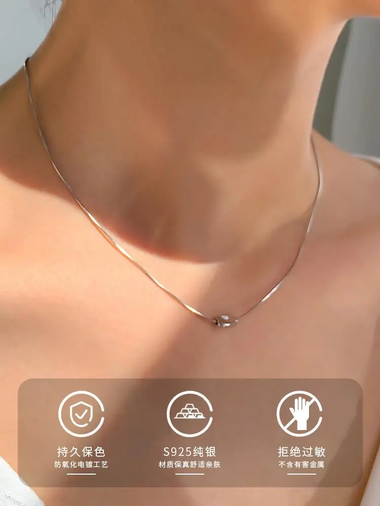 925 Sterling Silver Small Pearl Necklace for Women - Image 4