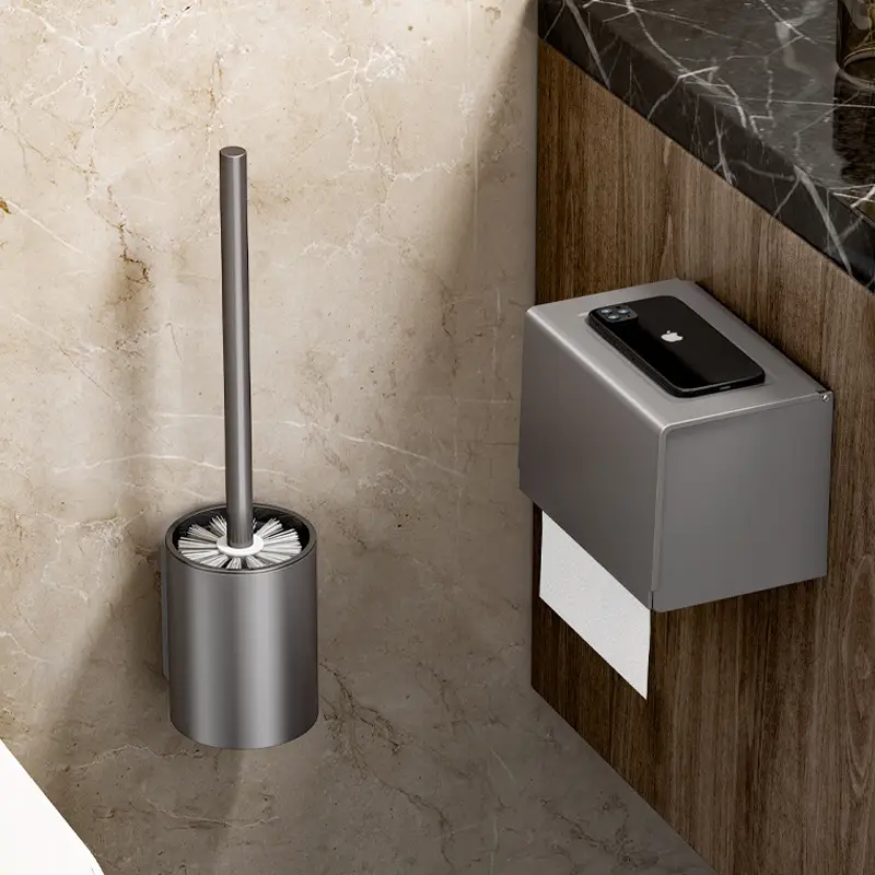 Space Aluminum Toilet Brush No Angle Long Handle - Image 5