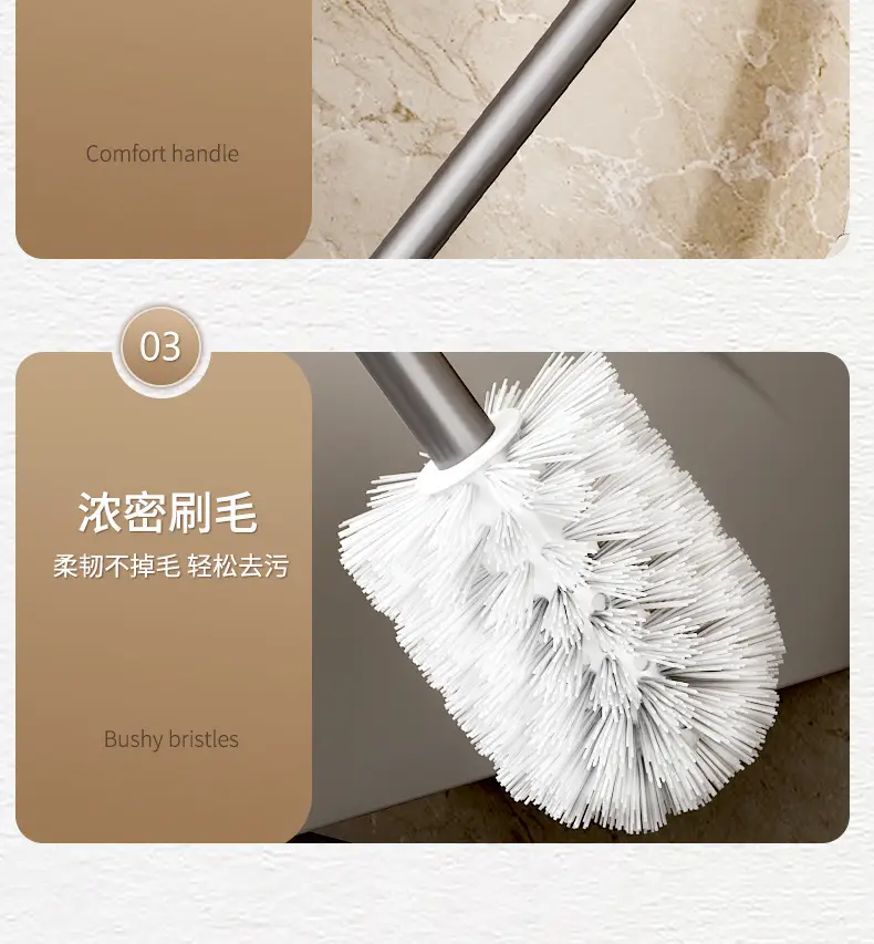 Space Aluminum Toilet Brush No Angle Long Handle — feature 25
