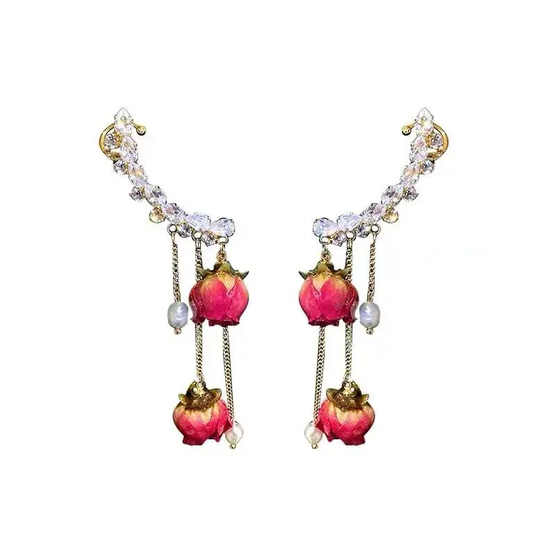 French Eternal Rose Pearl Flower Earrings for Women - Image 6