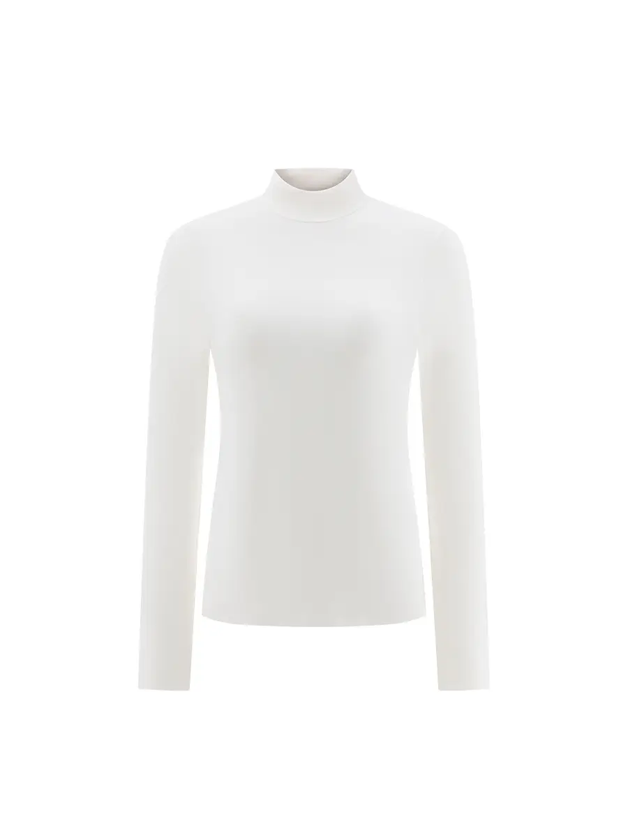 Women German Velvet Turtleneck Warm Slim Fit Beige