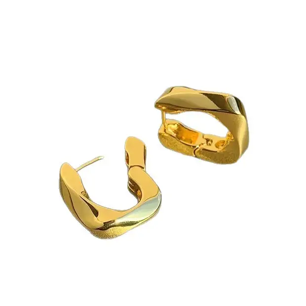Geometric Metal Earrings Gold Silver Exaggerated Large Lock Earrings - Image 5