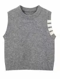 Kids Knitted Vest Blue White All-Match British Style - Image 2