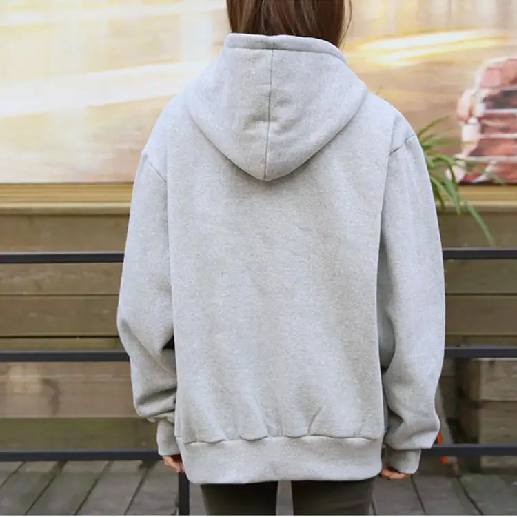 Women Grey Full Zip Hoodie Sweatshirt 2022 - Image 5