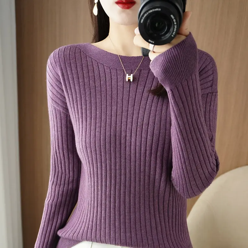 Women Knit Pullover Navy Blue 24W Winter