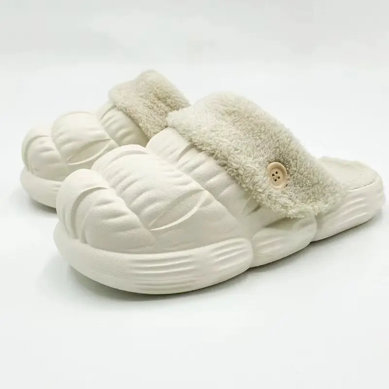 2023 New Cotton Slippers Women's Waterproof Detachable Thick Bottom Warm Indoor Home Non-Slip Maomao Slippers for Men in Winter