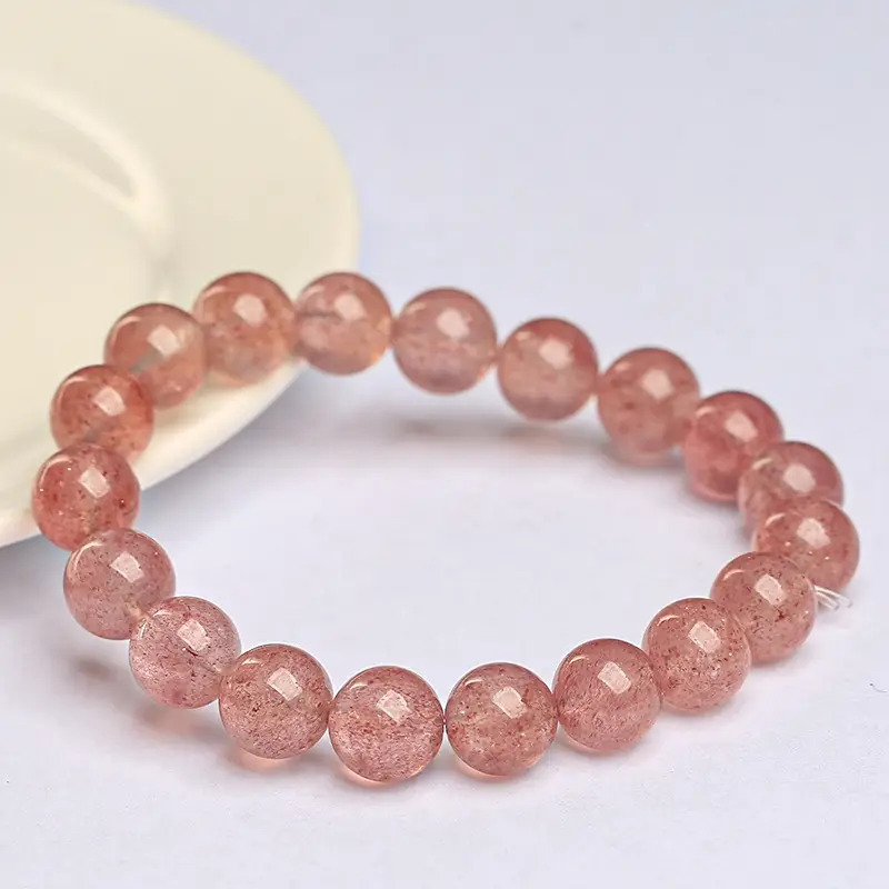 Mingdu Crystal Strawberry Crystal Bracelet Pink Round Beads - Image 3