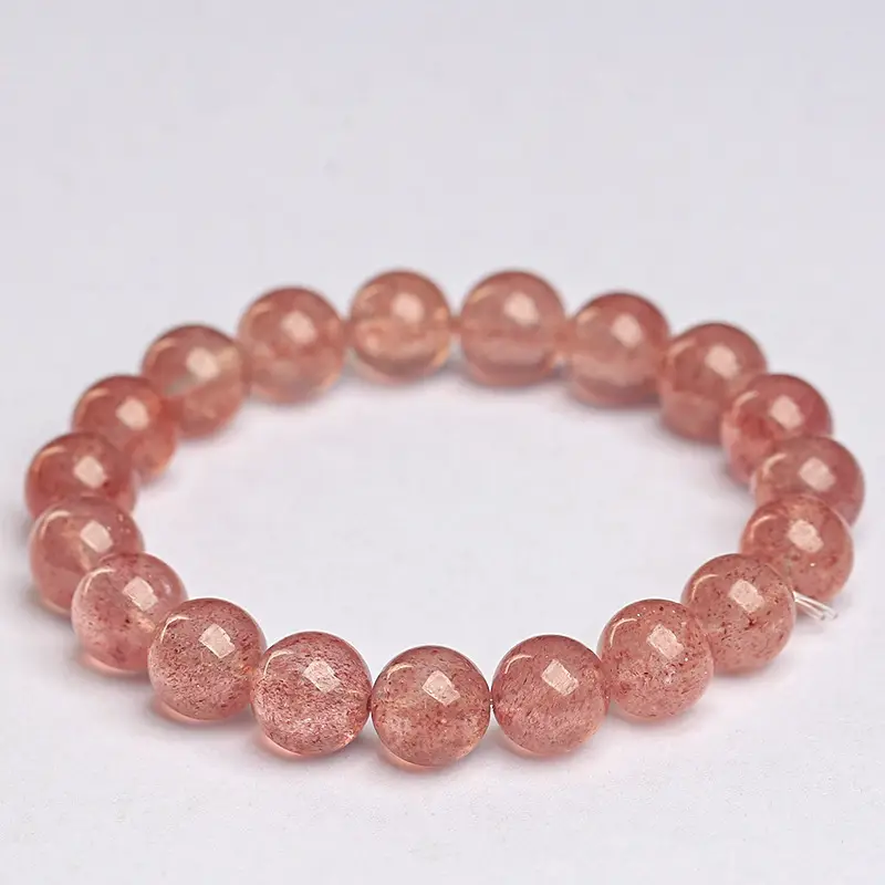 Mingdu Crystal Strawberry Crystal Bracelet Pink Round Beads - Image 4