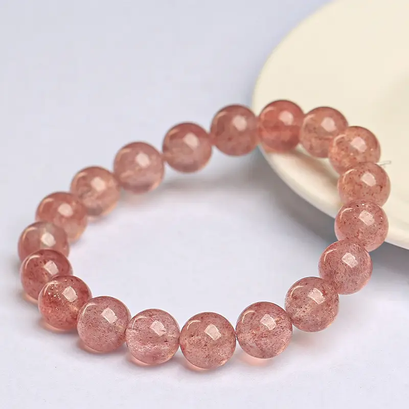 Mingdu Crystal Strawberry Crystal Bracelet Pink Round Beads - Image 5