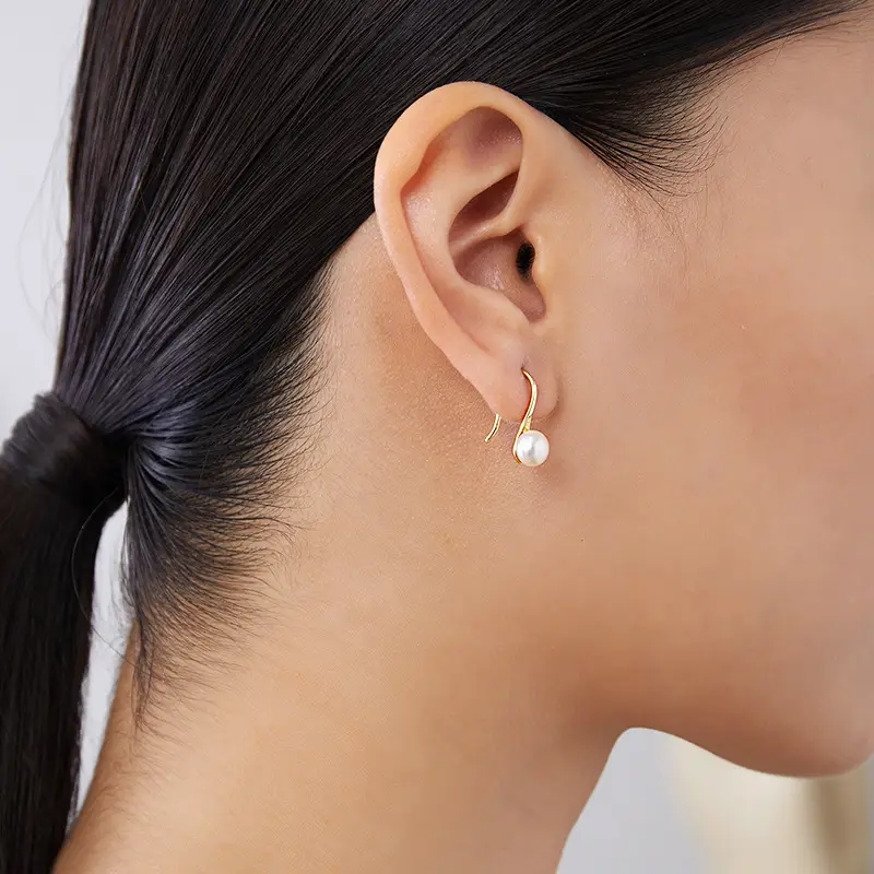 Freshwater Pearl Hook Earrings Small - Image 3