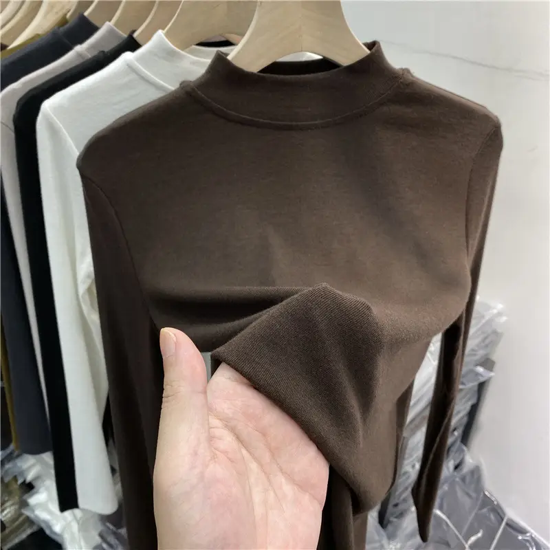 Women's Long Sleeve Fleece T-Shirt Grey 2025 Winter — feature 11