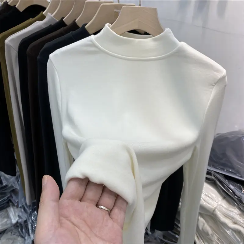 Women's Long Sleeve Fleece T-Shirt Grey 2025 Winter - Image 6