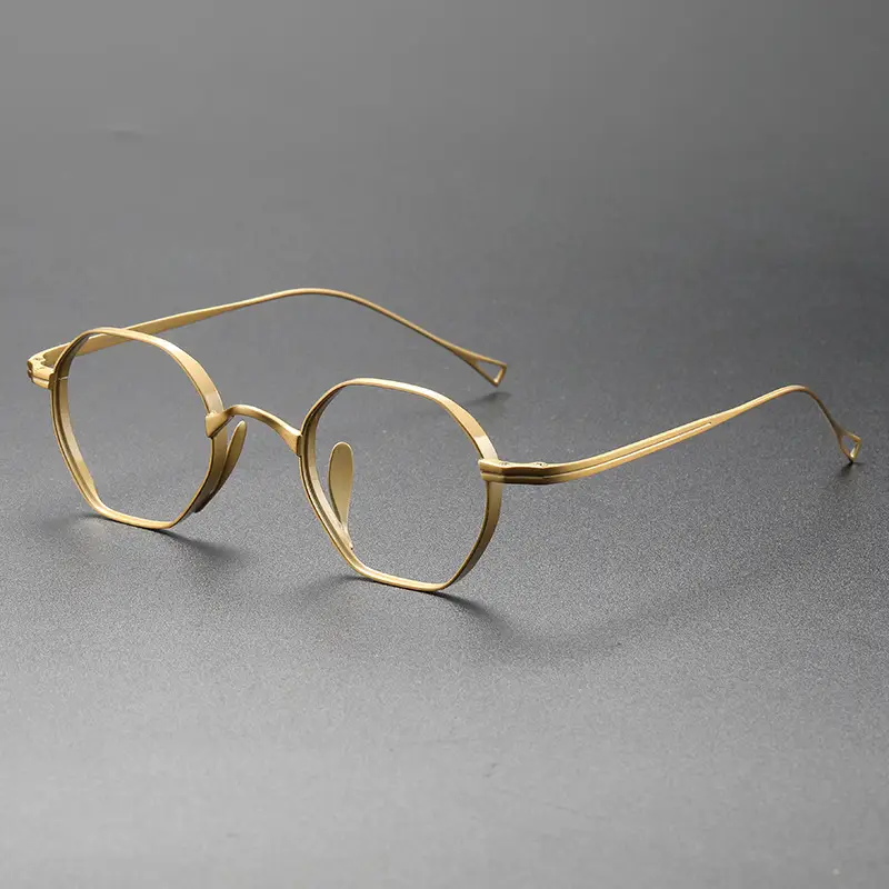 Men's Polygonal Glasses Frame Retro White Silver - Image 2