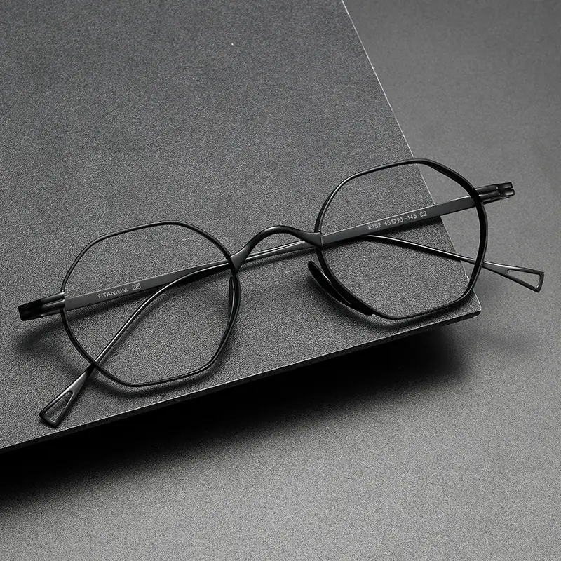 Men's Polygonal Glasses Frame Retro White Silver - Image 6