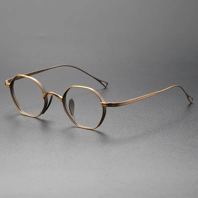 Men's Polygonal Glasses Frame Retro White Silver - Image 3