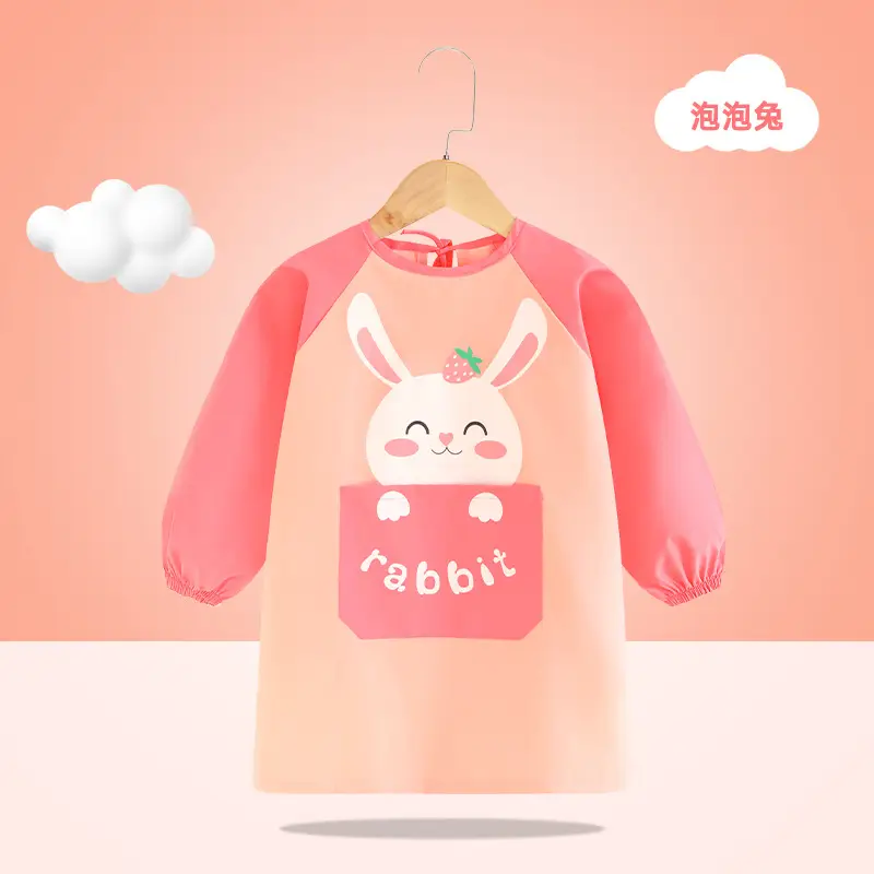 Children's Unicorn Graphic Overcoat Painting Apron Pink - Image 8