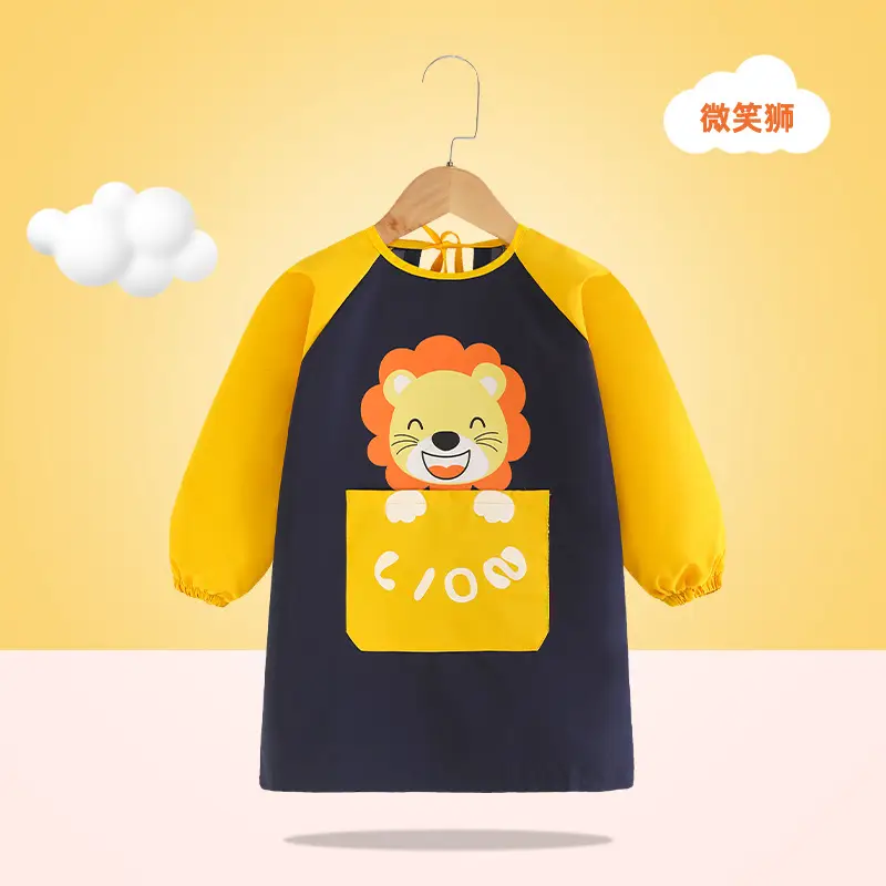 Children's Unicorn Graphic Overcoat Painting Apron Pink - Image 10