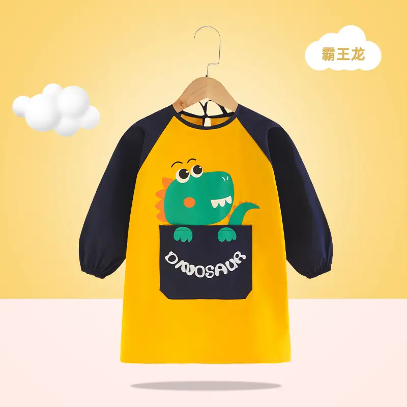 Children's Unicorn Graphic Overcoat Painting Apron Pink - Image 5