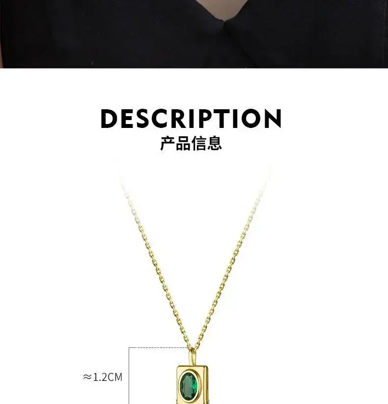 Gold Geometric Green Diamond Necklace for Men Women — feature 3