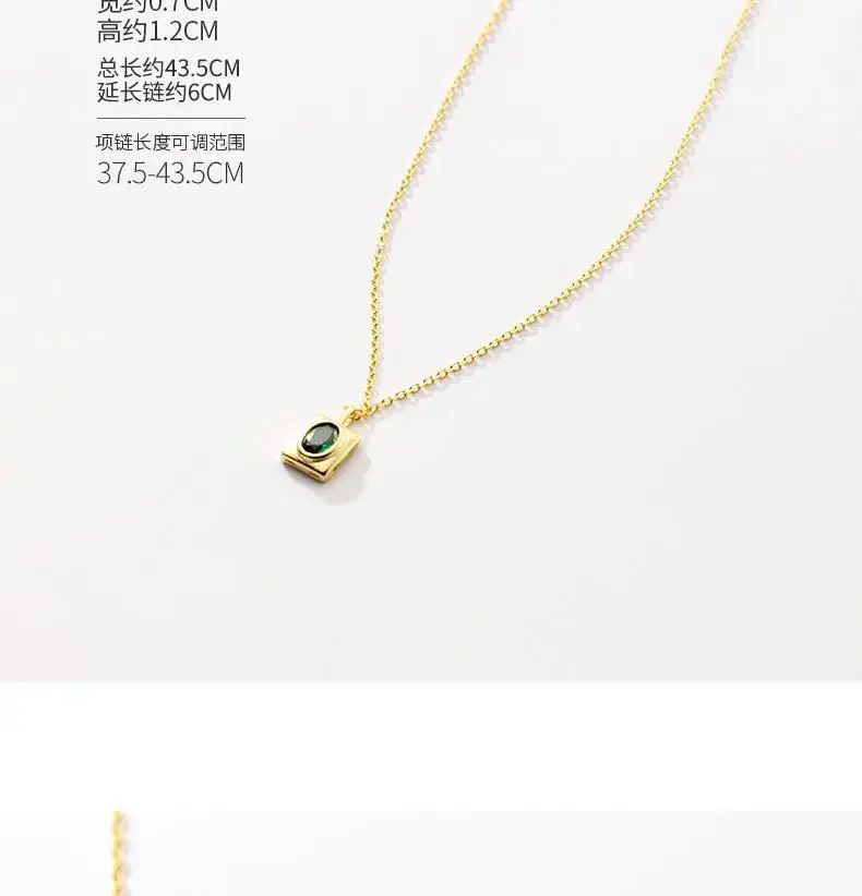 Gold Geometric Green Diamond Necklace for Men Women — feature 8