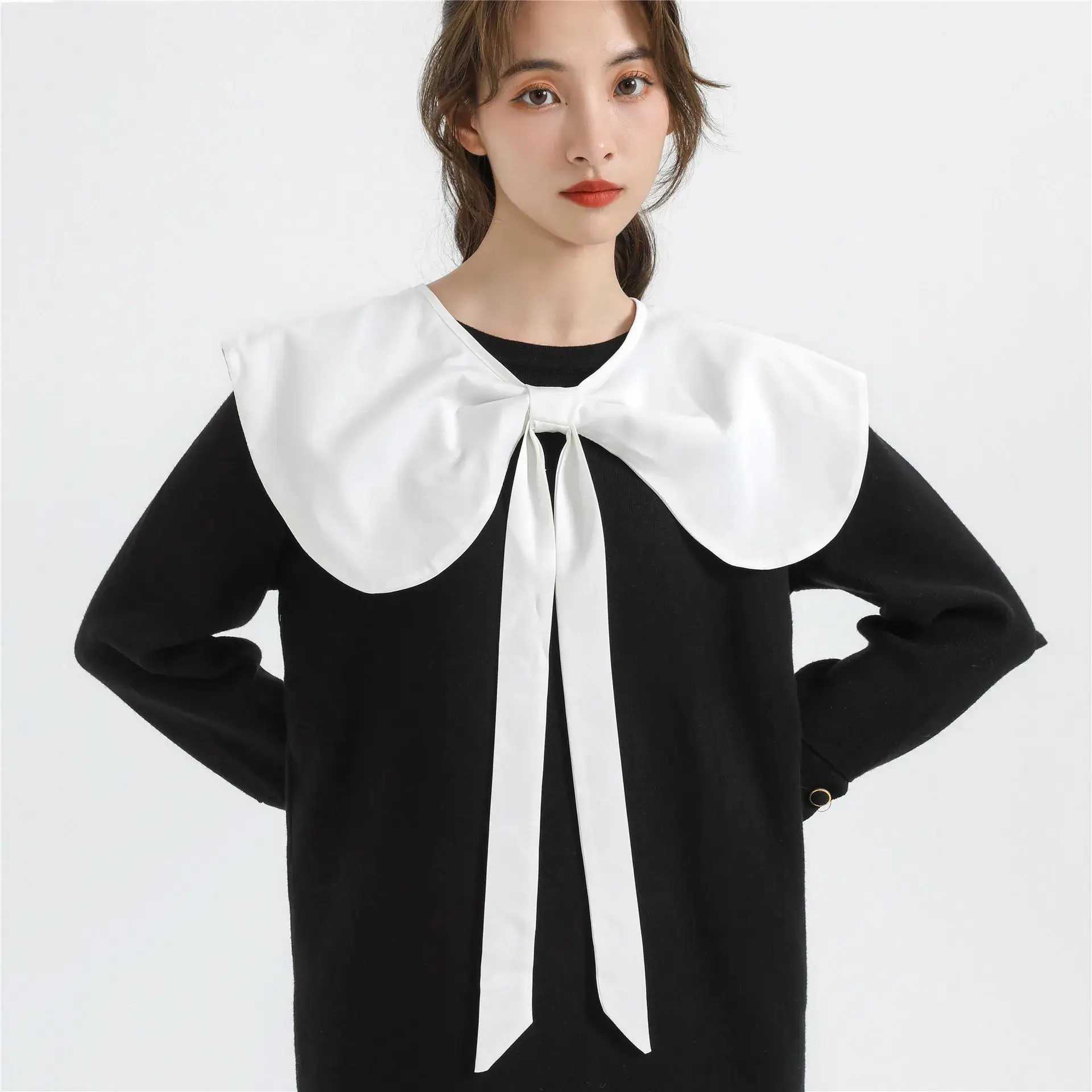 Japanese Style Fake Collar Doll with Bow Tie Shawl - Image 3