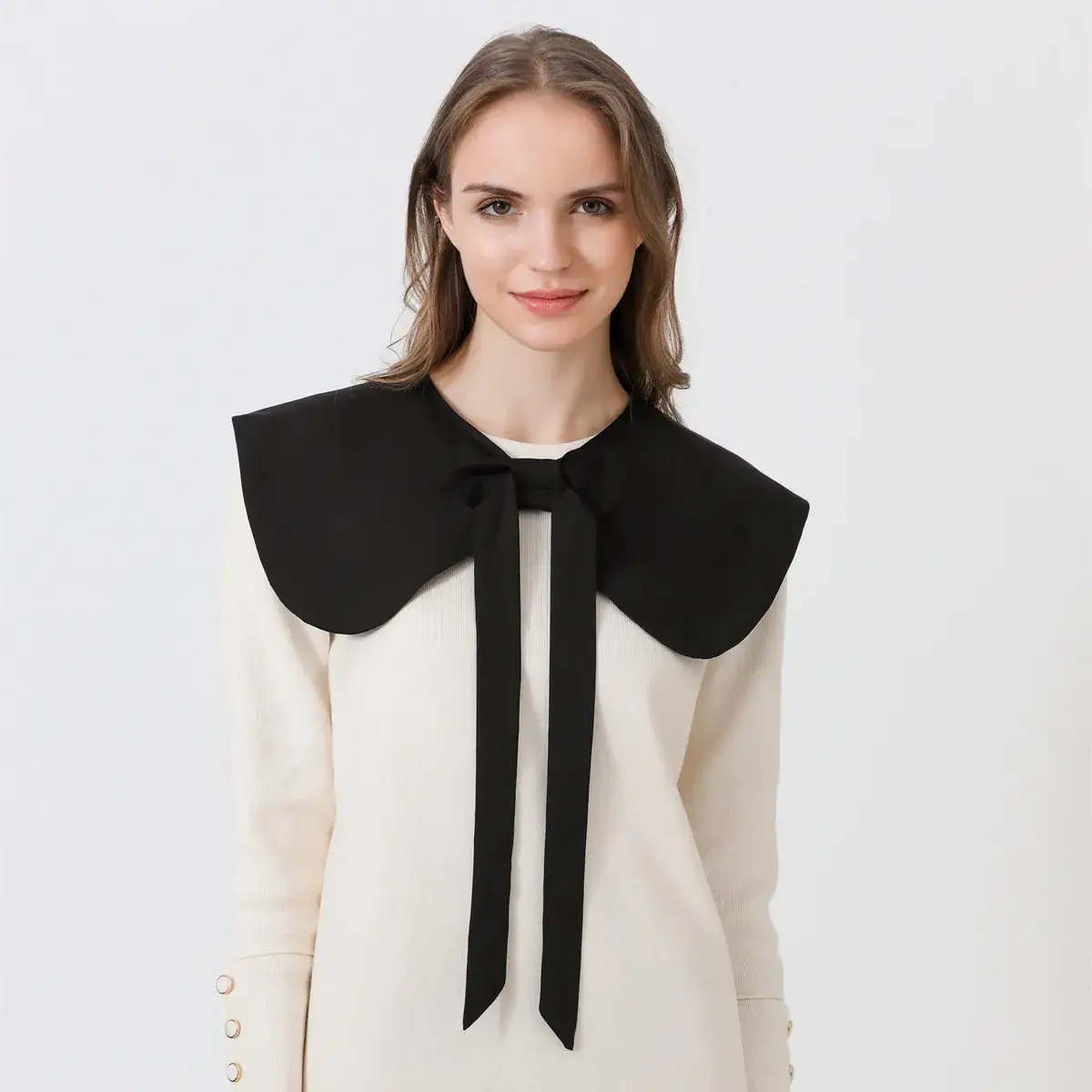Japanese Style Fake Collar Doll with Bow Tie Shawl - Image 2