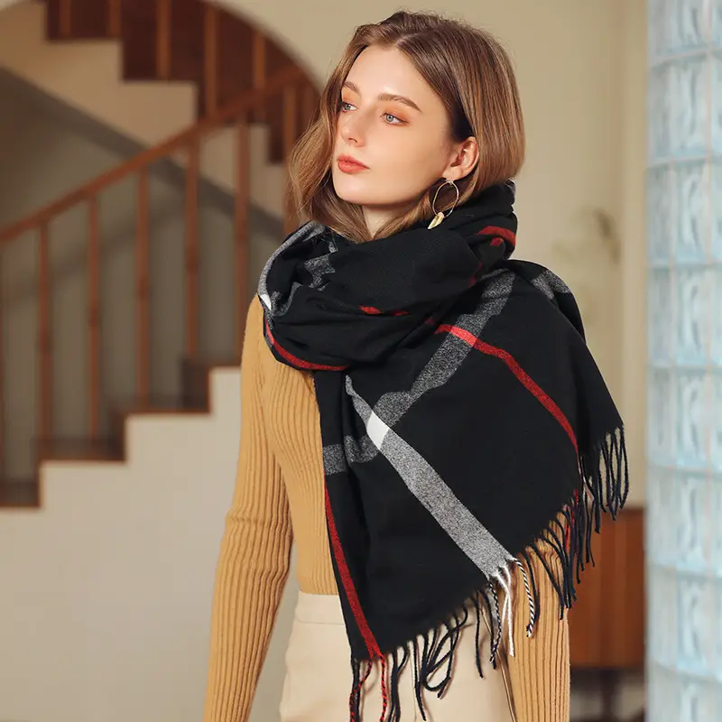 New Autumn Winter Striped Plaid Scarf for Women
