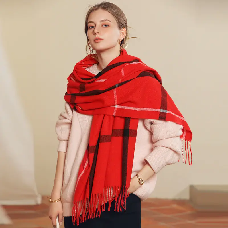 New Autumn Winter Striped Plaid Scarf for Women