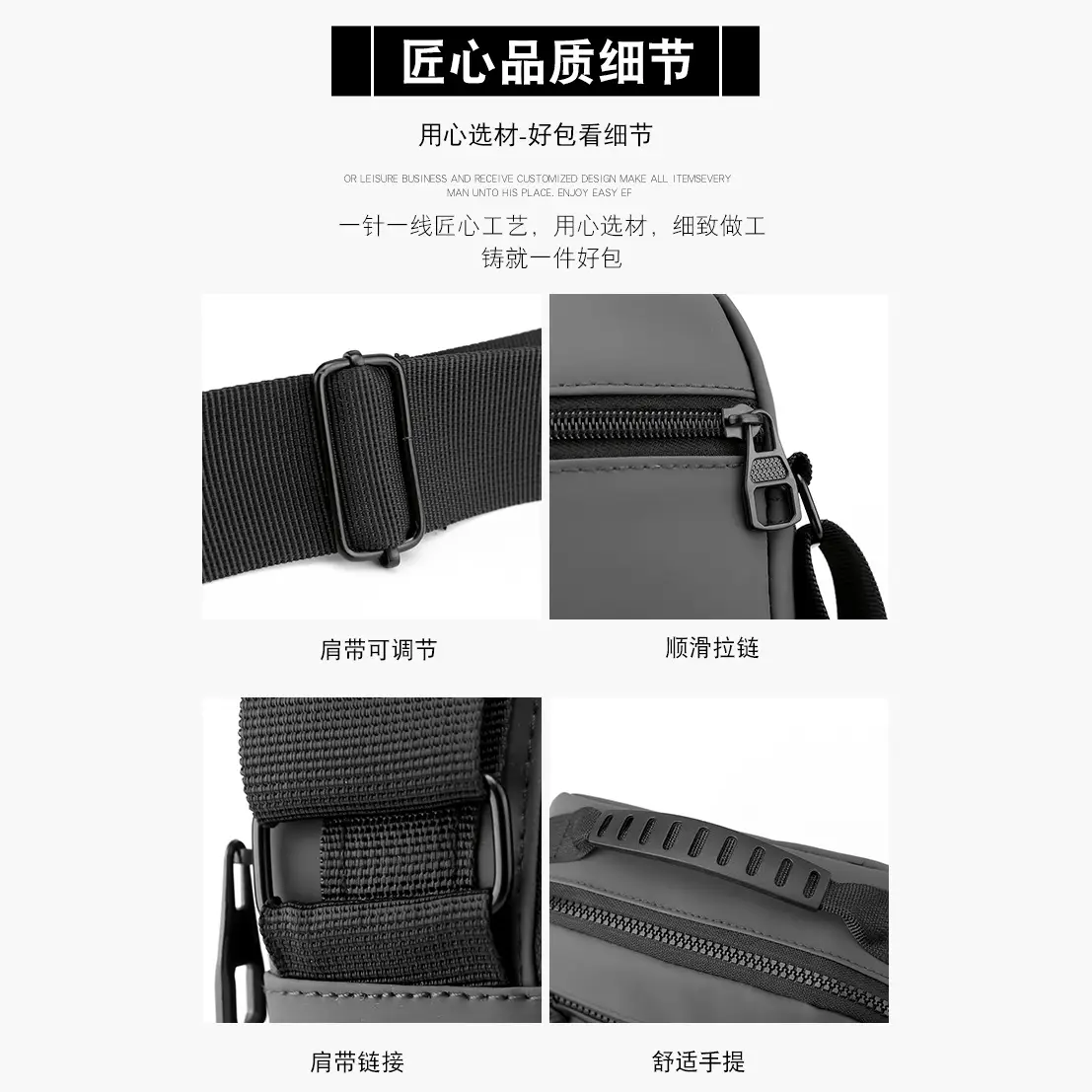Waterproof Leather Crossbody Bag Large Multi-Pocket - Image 6