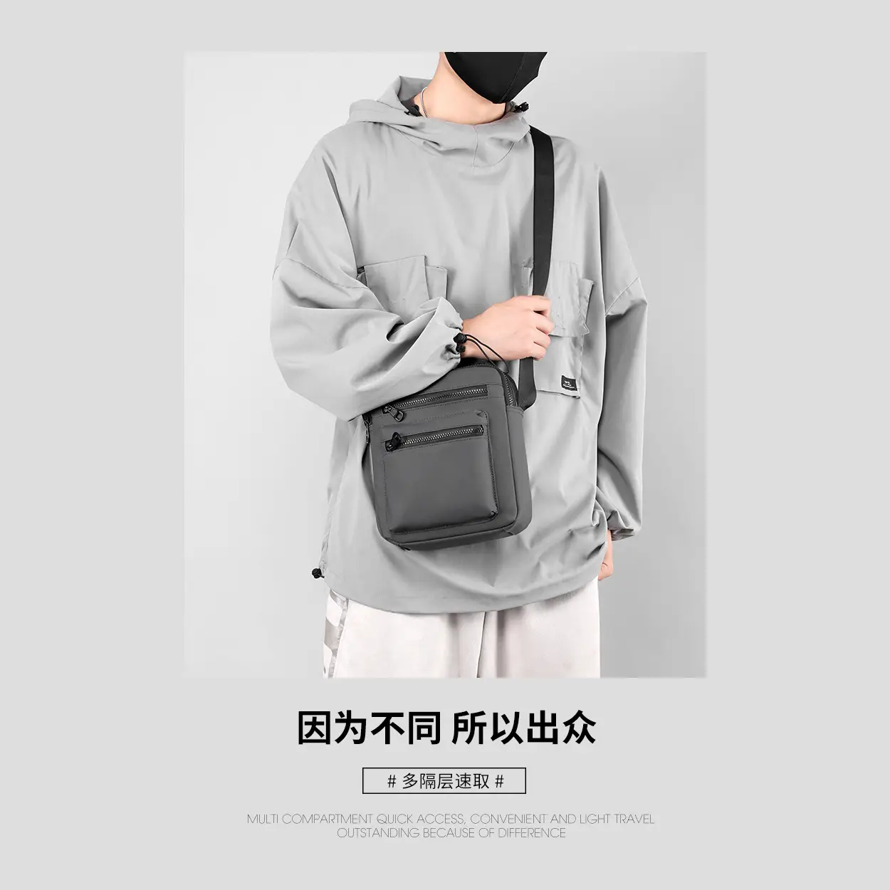 Waterproof Leather Crossbody Bag Large Multi-Pocket - Image 8