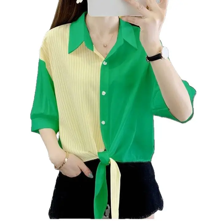 Black Chiffon Tie-Back Shirt Women Small - Image 9