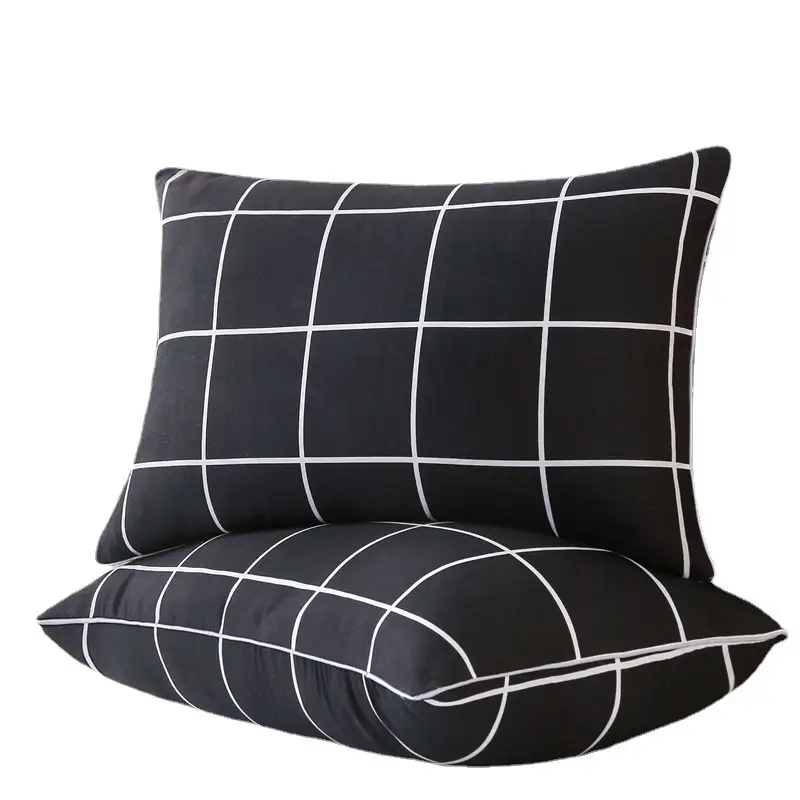 Black Grid Cotton Pillow Covers Single & Double - Image 7