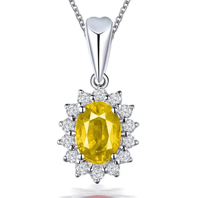 European Princess Ruby Pendant Necklace with Diamond Set