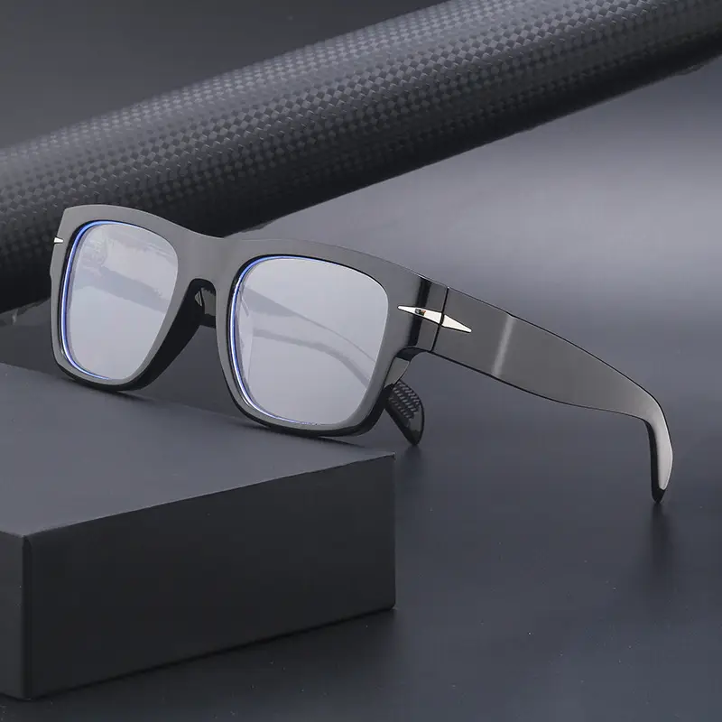 Men Square Frame Retro Sunglasses Black - Image 9