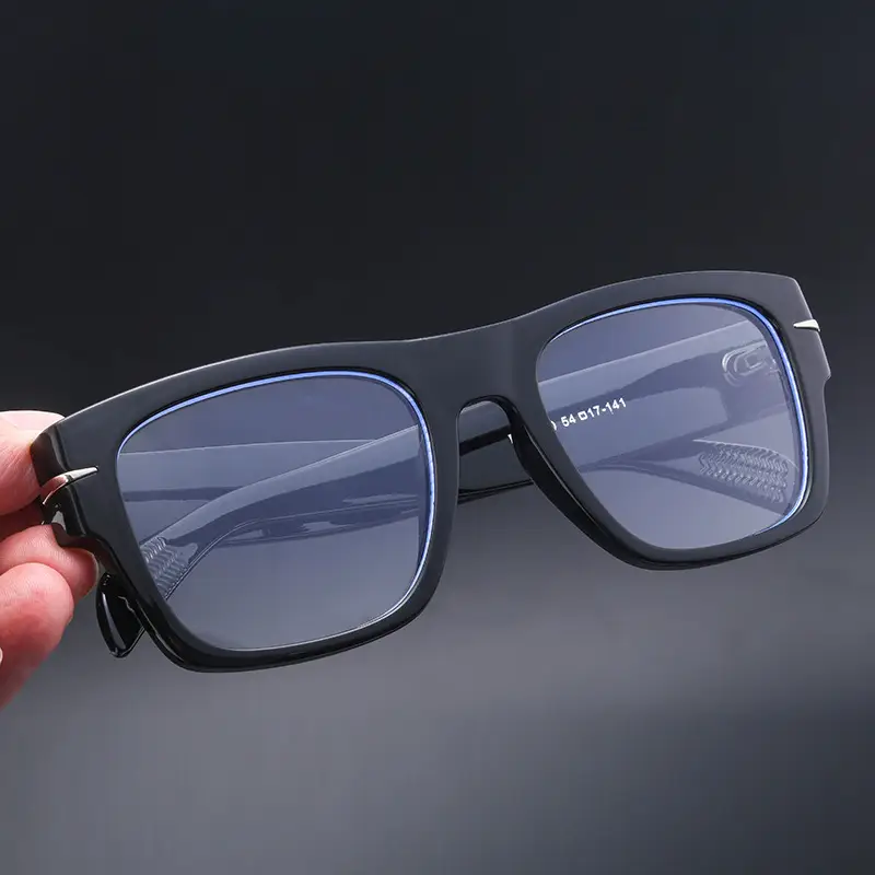 Men Square Frame Retro Sunglasses Black - Image 10