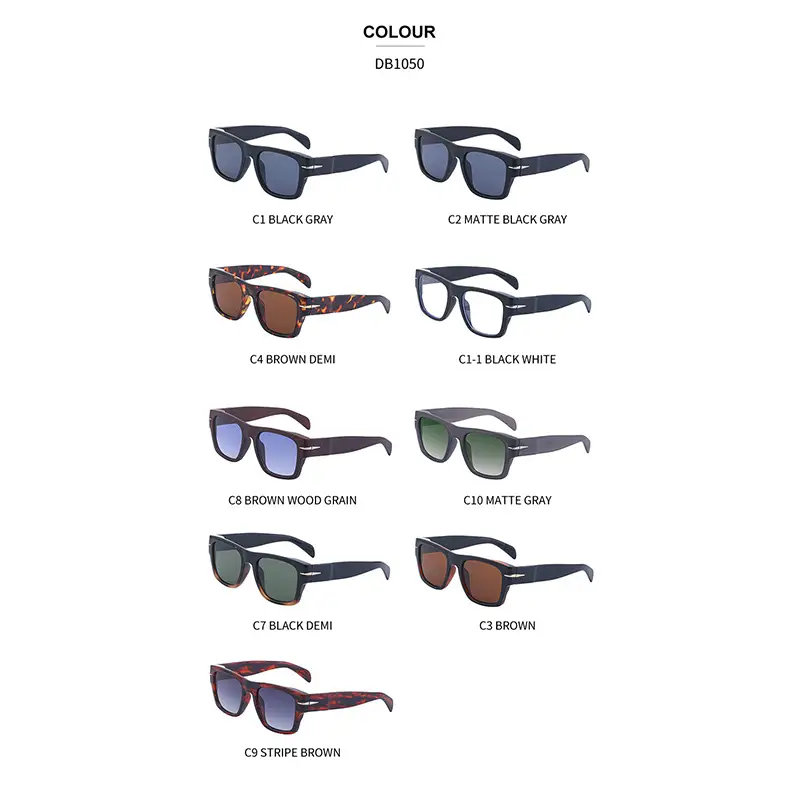 Men Square Frame Retro Sunglasses Black - Image 11