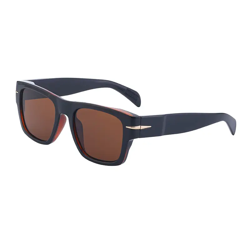 Men Square Frame Retro Sunglasses Black - Image 12