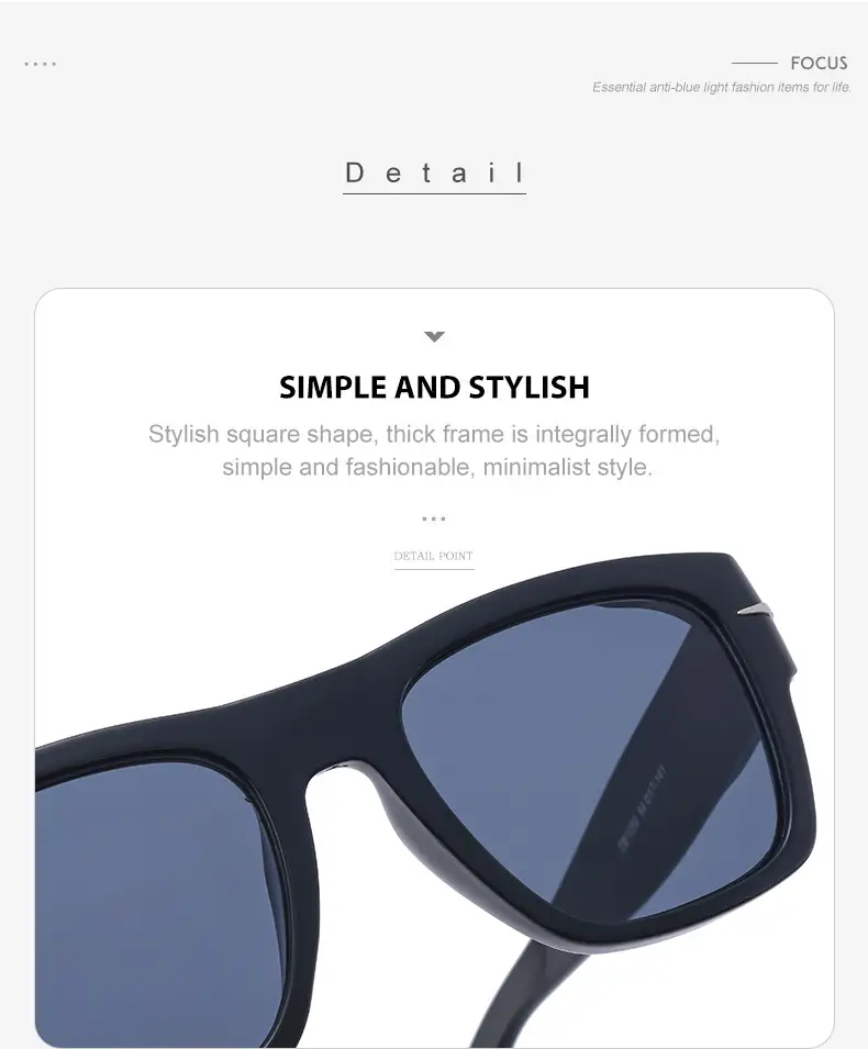 Men Square Frame Retro Sunglasses Black — feature 32