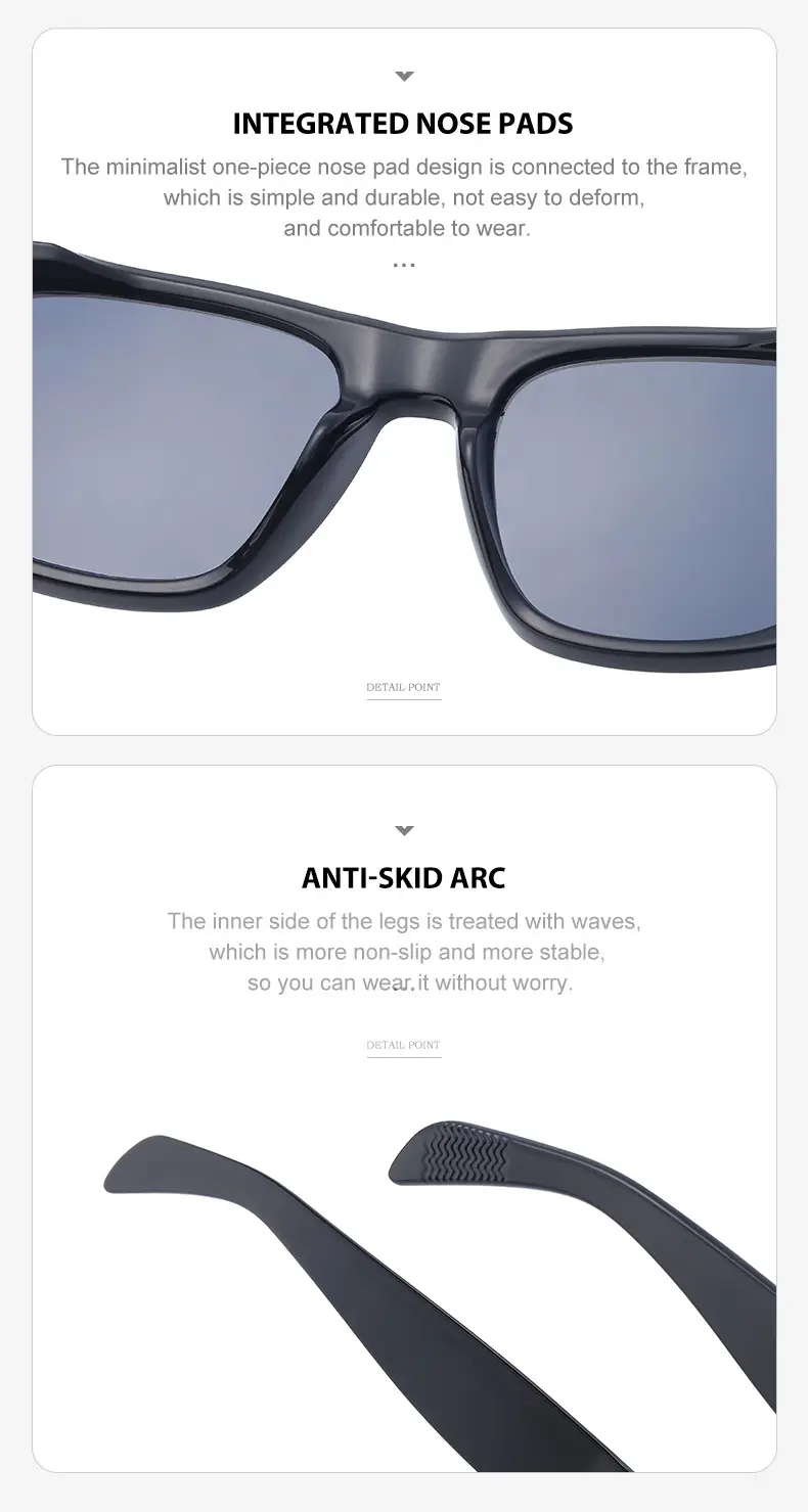 Men Square Frame Retro Sunglasses Black — feature 35