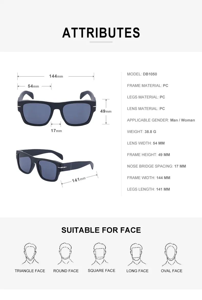 Men Square Frame Retro Sunglasses Black — feature 36