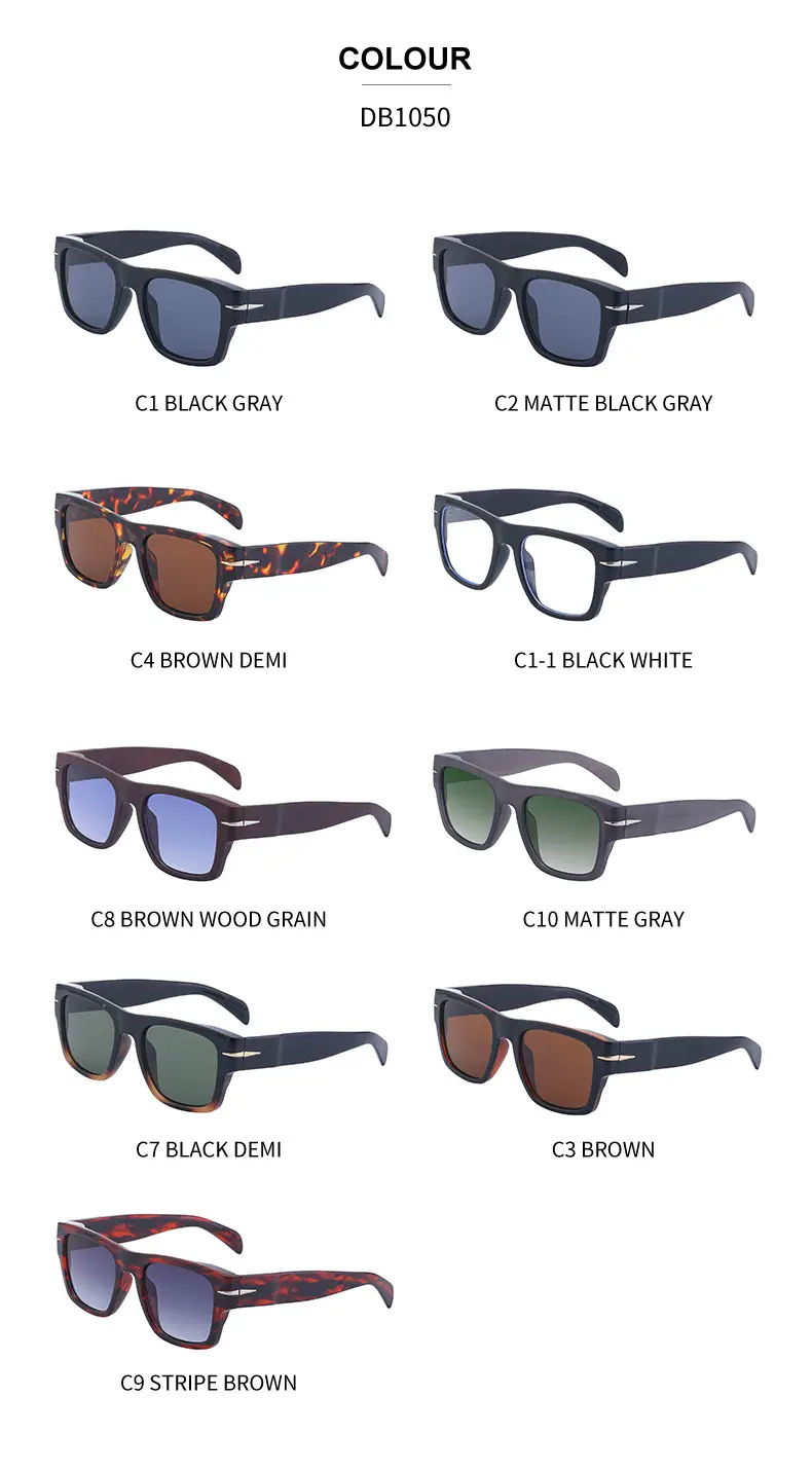 Men Square Frame Retro Sunglasses Black — feature 37