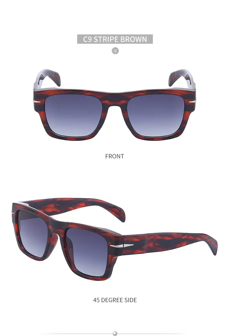Men Square Frame Retro Sunglasses Black — feature 41