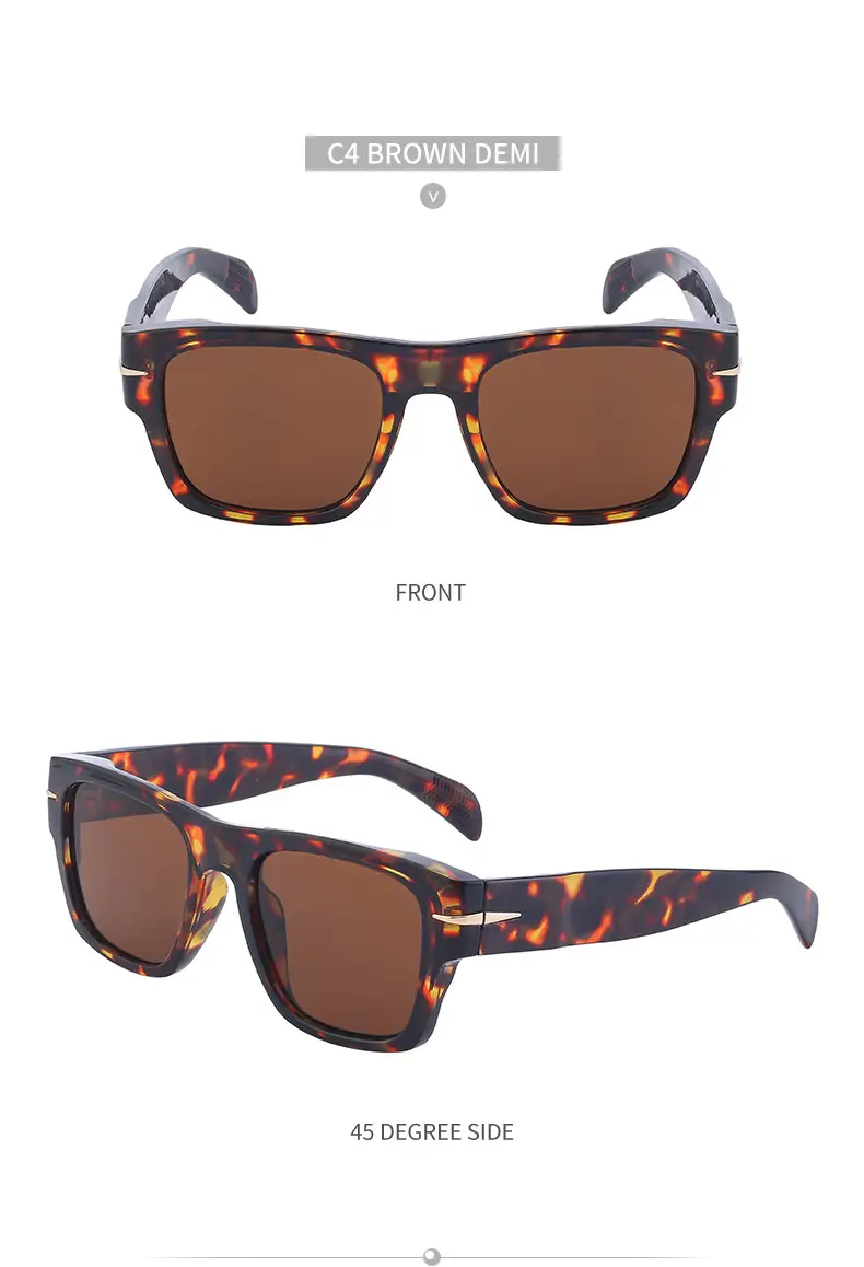 Men Square Frame Retro Sunglasses Black — feature 42
