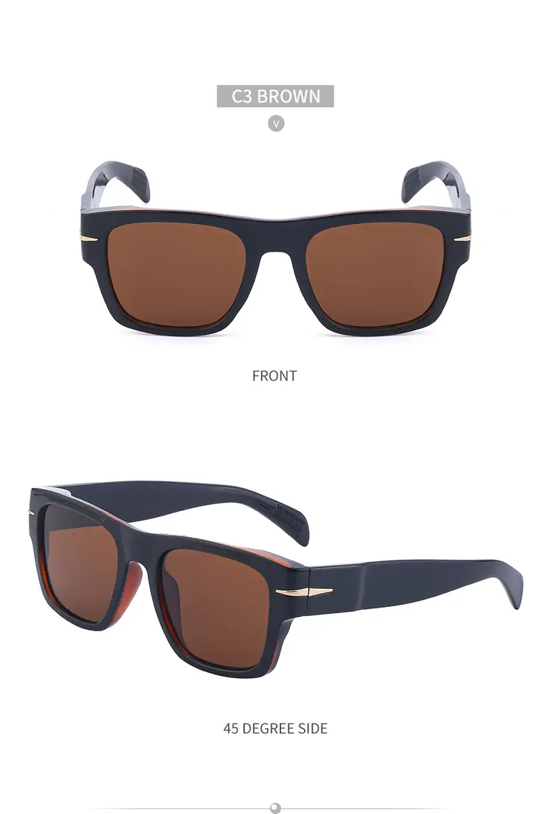 Men Square Frame Retro Sunglasses Black — feature 43