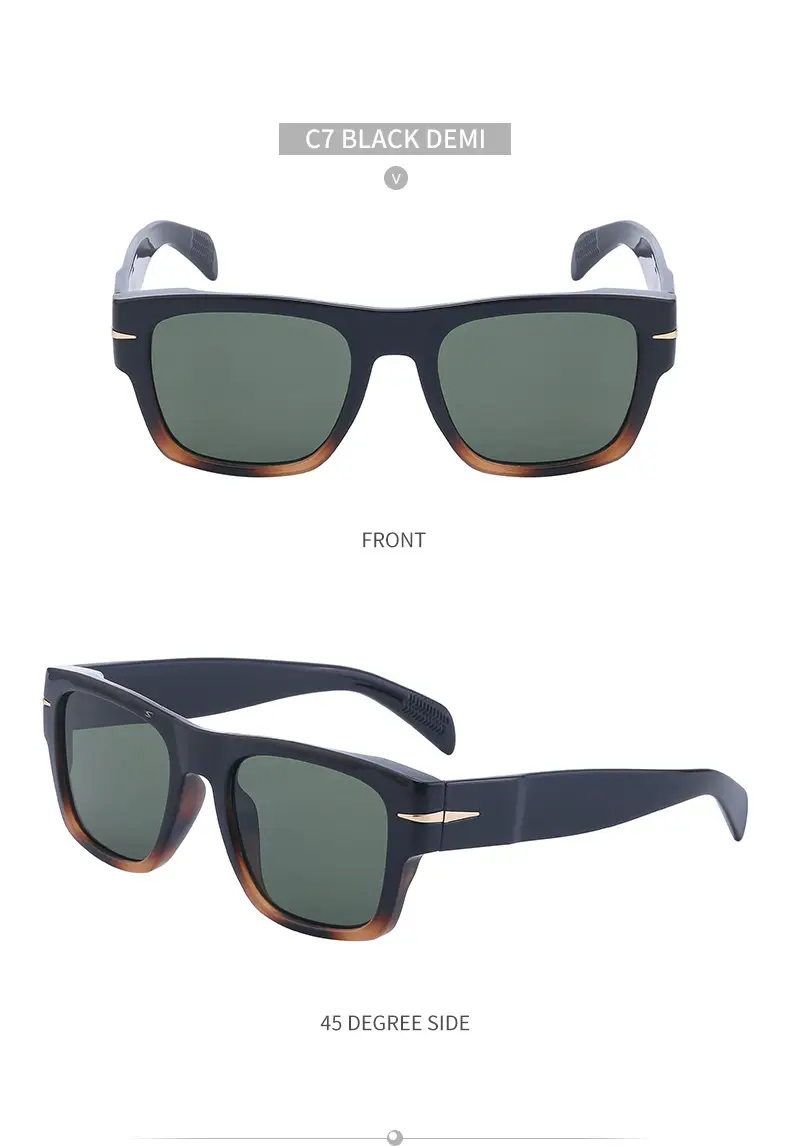 Men Square Frame Retro Sunglasses Black — feature 44